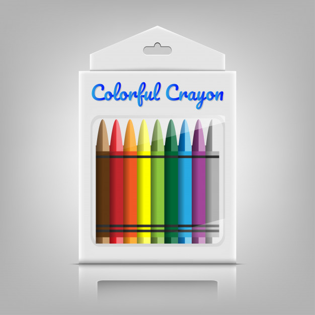 626x626 Colorful Crayon With Product Package Box Vector Premium Download