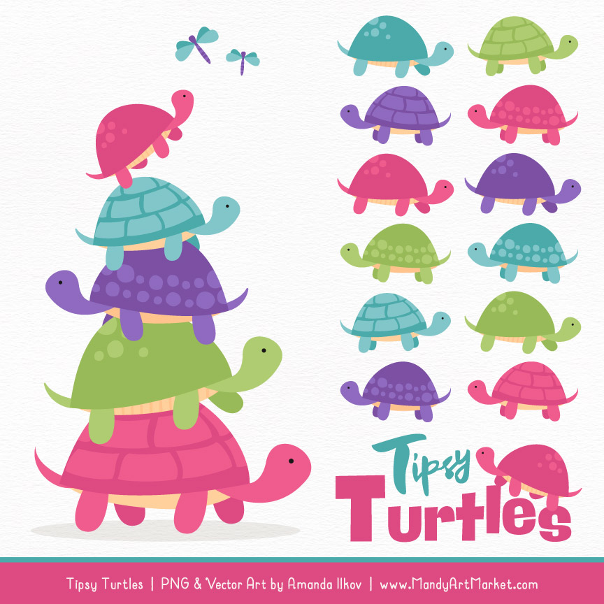 864x864 Crayon Box Girl Turtle Stack Clipart Vectors