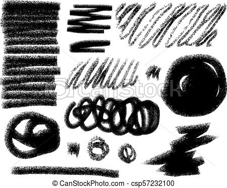 450x372 Vector Pencil, Crayon Or Chalk Scribble Set Black And White Hand