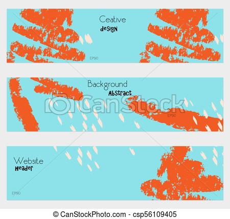 450x430 Rough Crayon Texture Blue Orange Banner Set Hand Drawn Textures