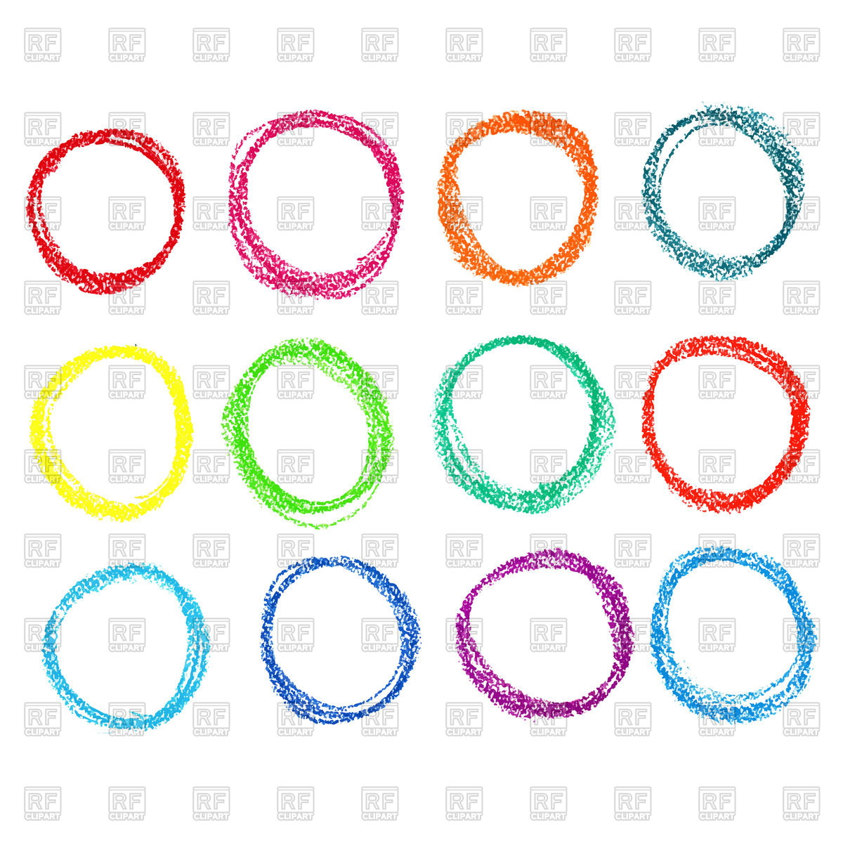 1200x1200 Set Of Colored Circles Of Pastel Crayon Vector Image Of Design