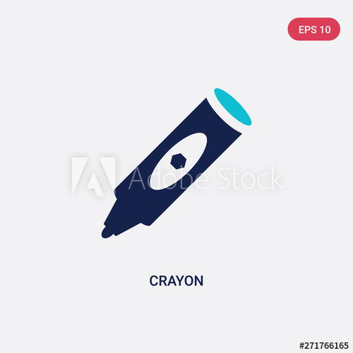 500x500 Two Color Crayon Vector Icon From Education Concept Isolated