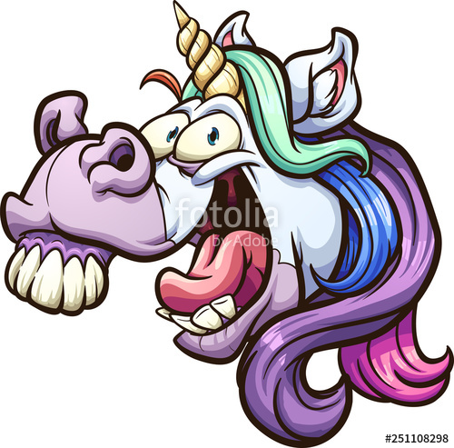 500x493 Crazy Cartoon Unicorn Head Laughing And Neighing Clip Art Vector