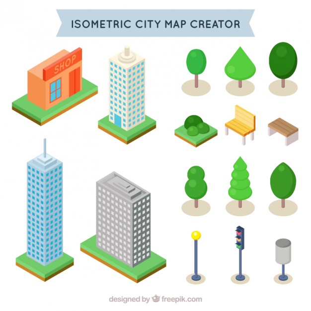 Isometric Elements To Create A City Vector Free Download 626x626 Isometric Elements To Create A City Vector Free Download