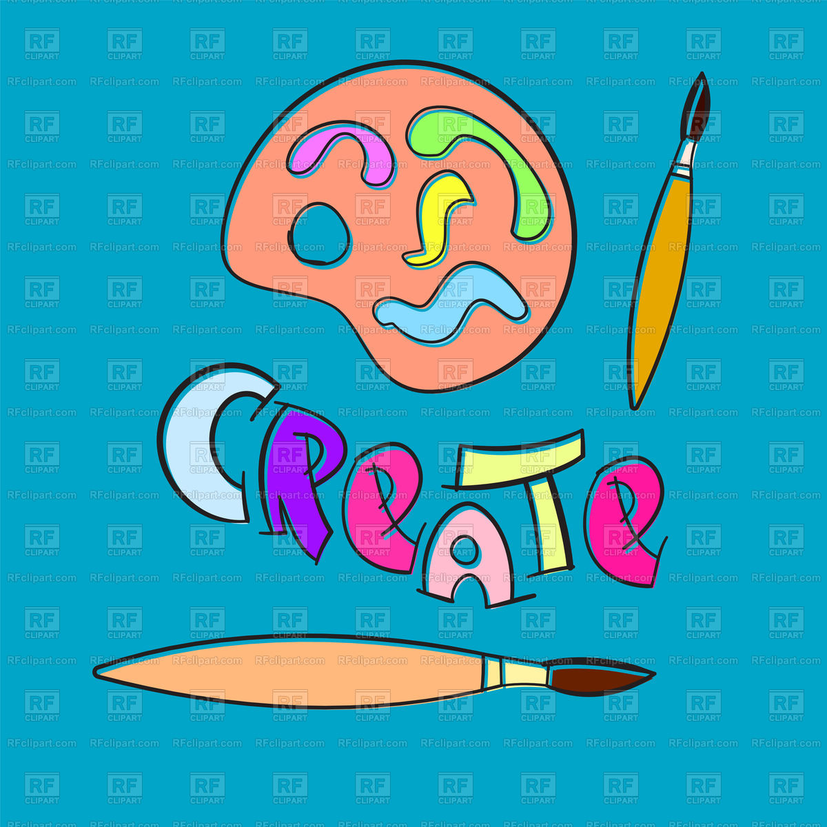 Text Create With Artist Paint Brush And Palette Vector Image 1200x1200 Text Create With Artist Paint Brush And Palette Vector Image