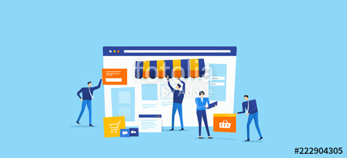 500x228 Developer And Designer Team Create Online Shop Concept Stock