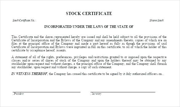 585x350 Company Stock Certificate Template Share Stock Certificate
