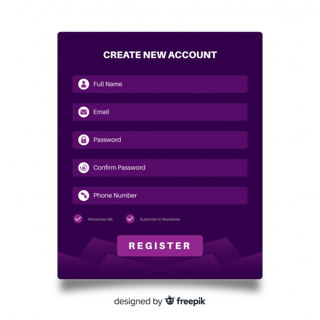 626x626 Online Register Form Vector Free Download