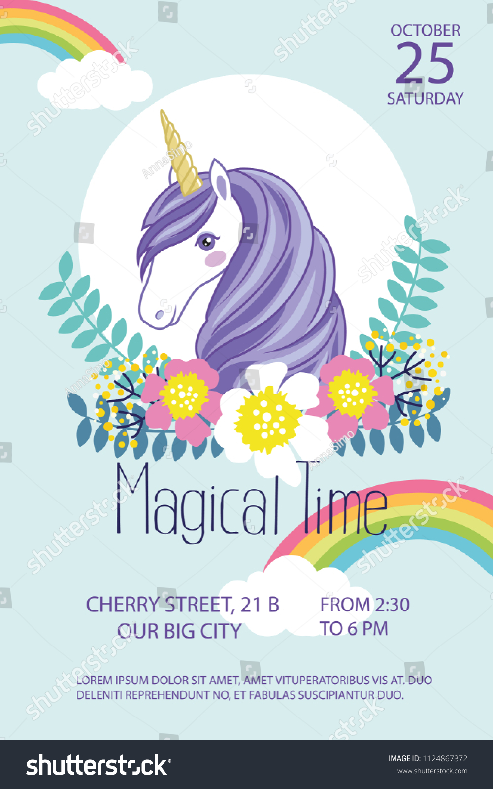 1001x1600 Create Custom Vector Invitation Template Unicorn Design Online