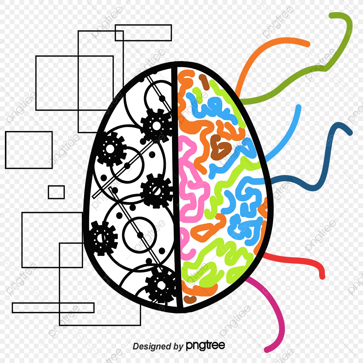 1200x1200 Vector Creative Brain Left And Right Block Png Picture, Brain