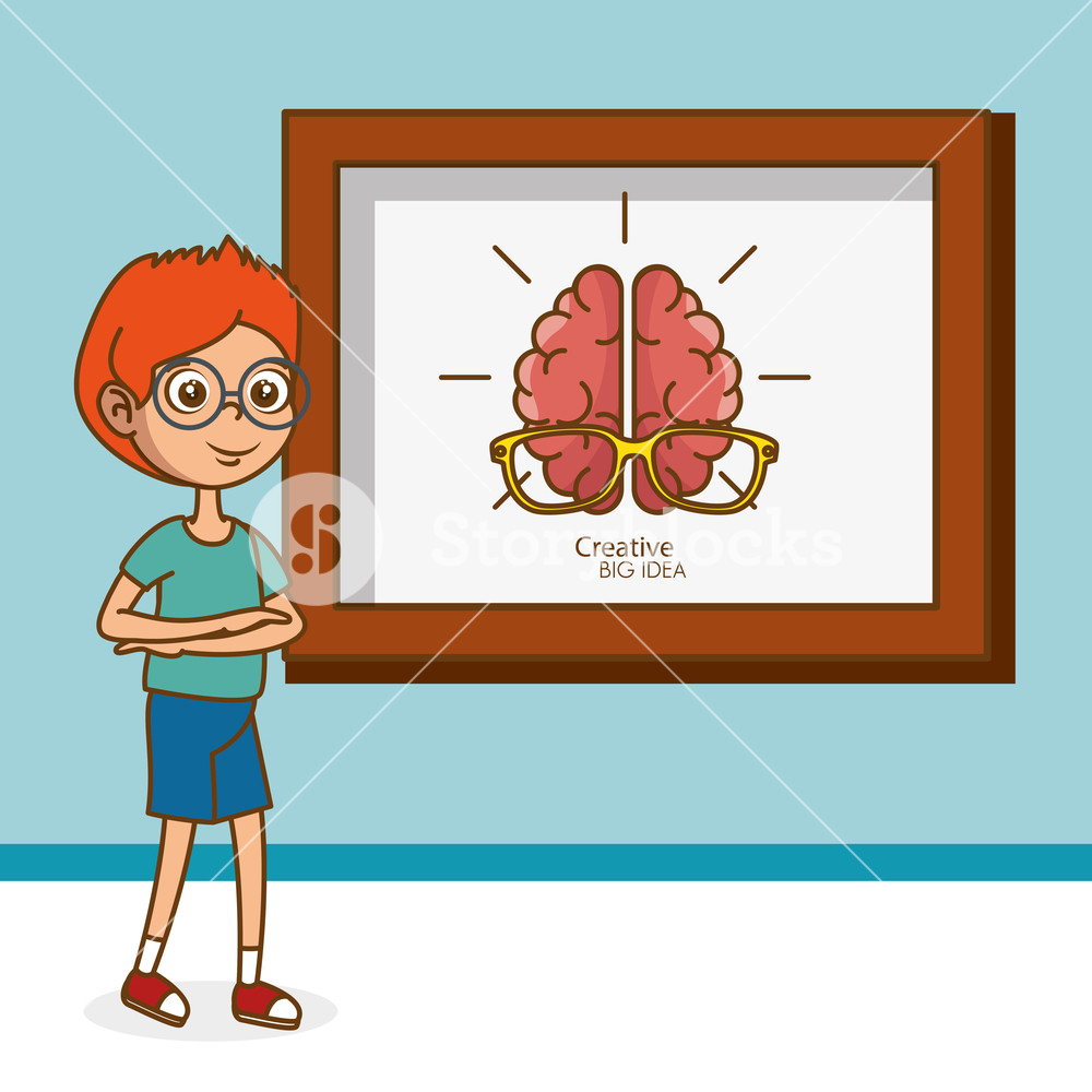 1000x1000 Boy With Creative Brain Vector Illustration Design Royalty Free
