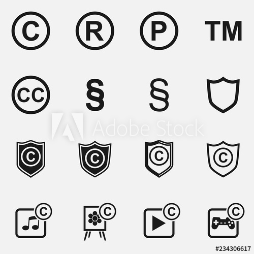 500x500 Set Of Copyright, Registered Trademark, Patent And Creative