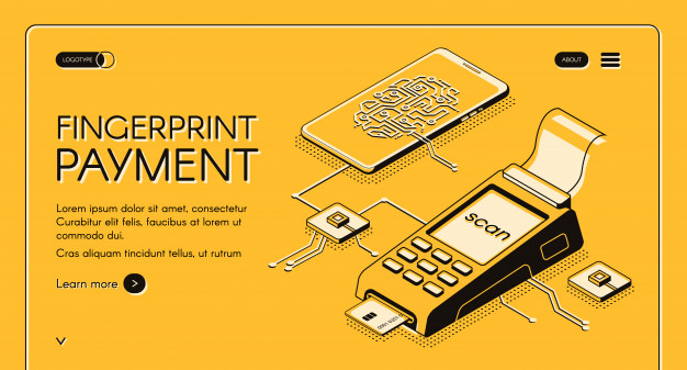 626x337 Fingerprint Payment Service Web Banner With Digital Chip