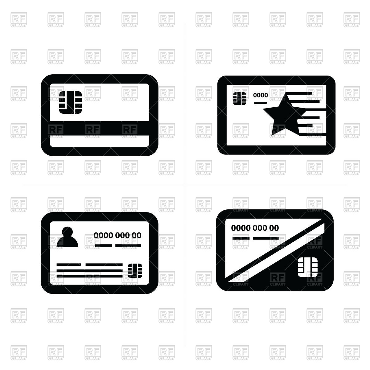 1200x1200 Sredit Card Set With Chip Vector Image Of Business, Finance