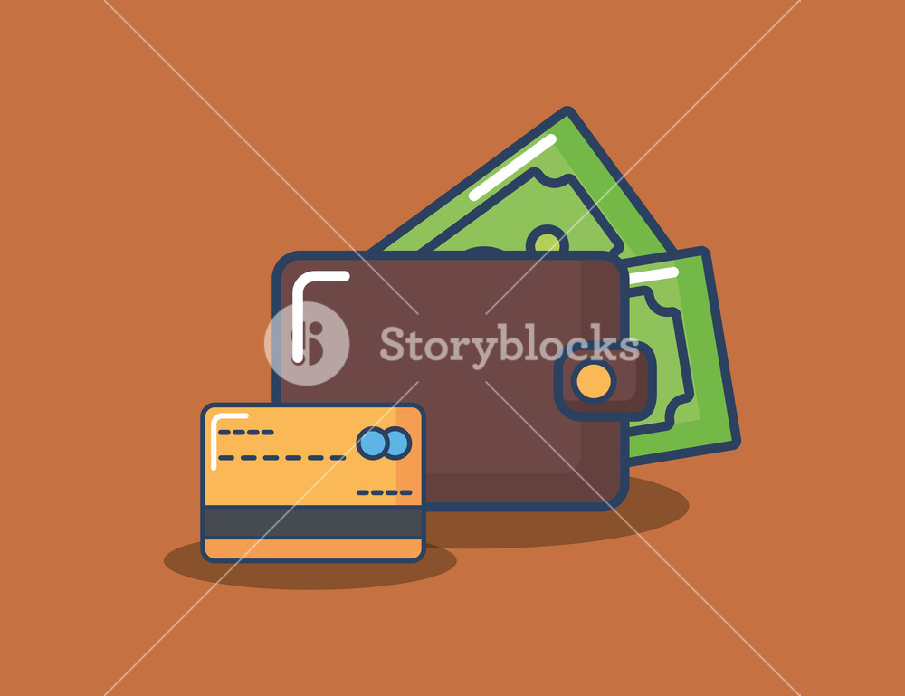Wallet With Money And Credit Card Over Orange Background, Colorful 1000x769 Wallet With Money And Credit Card Over Orange Background, Colorful