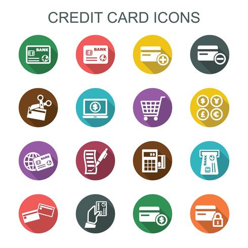490x490 Credit Card Long Shadow Icons Vector