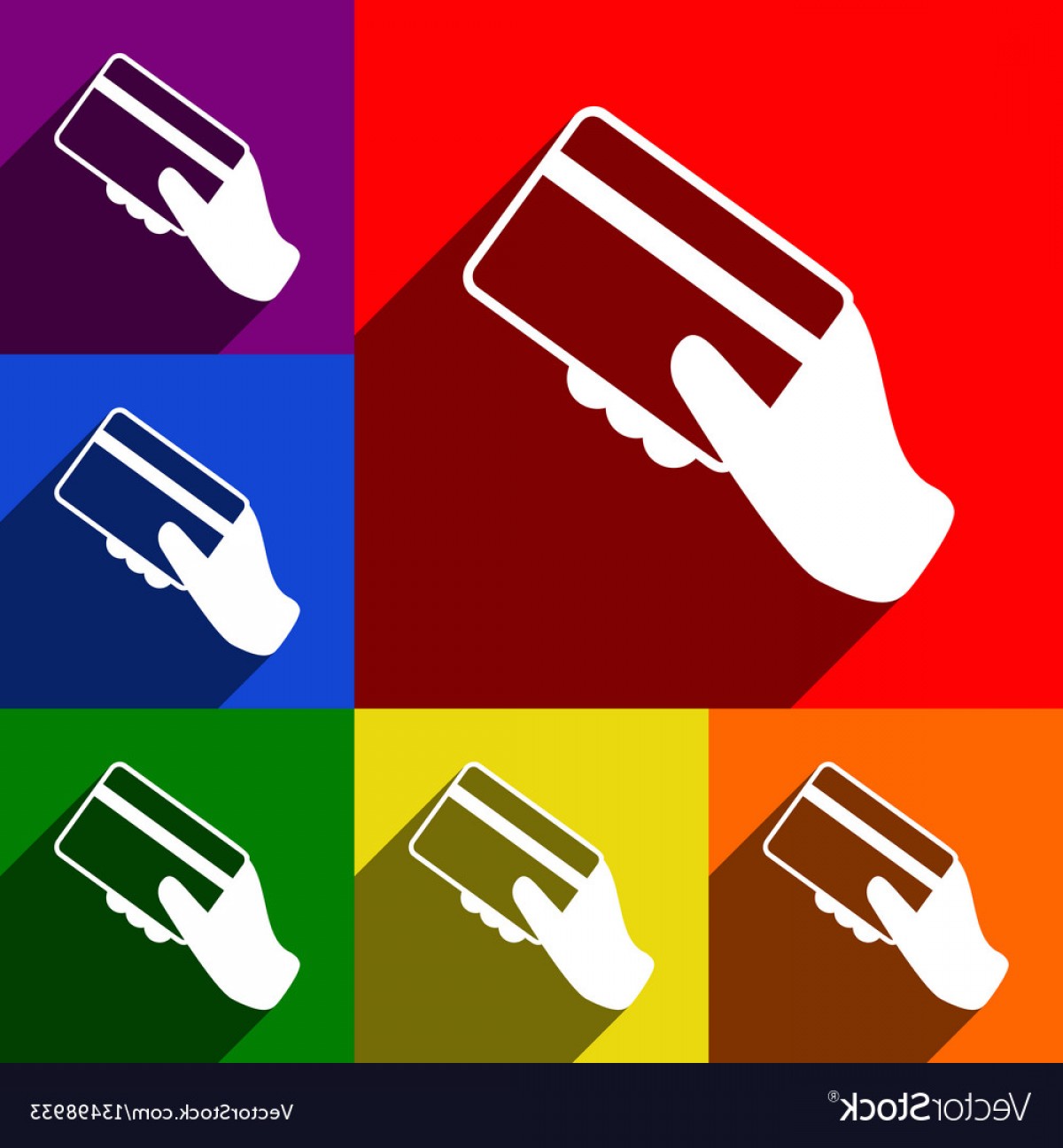 1200x1296 Hand Holding A Credit Card Set Of Icons Vector Lamaison