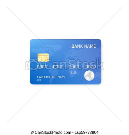 450x470 Realistic Credit Card Template Plastic Blue Credit Card With Chip