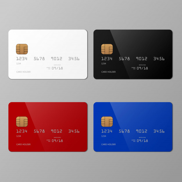 626x626 Realistic White, Black, Red And Blue Credit Card Template