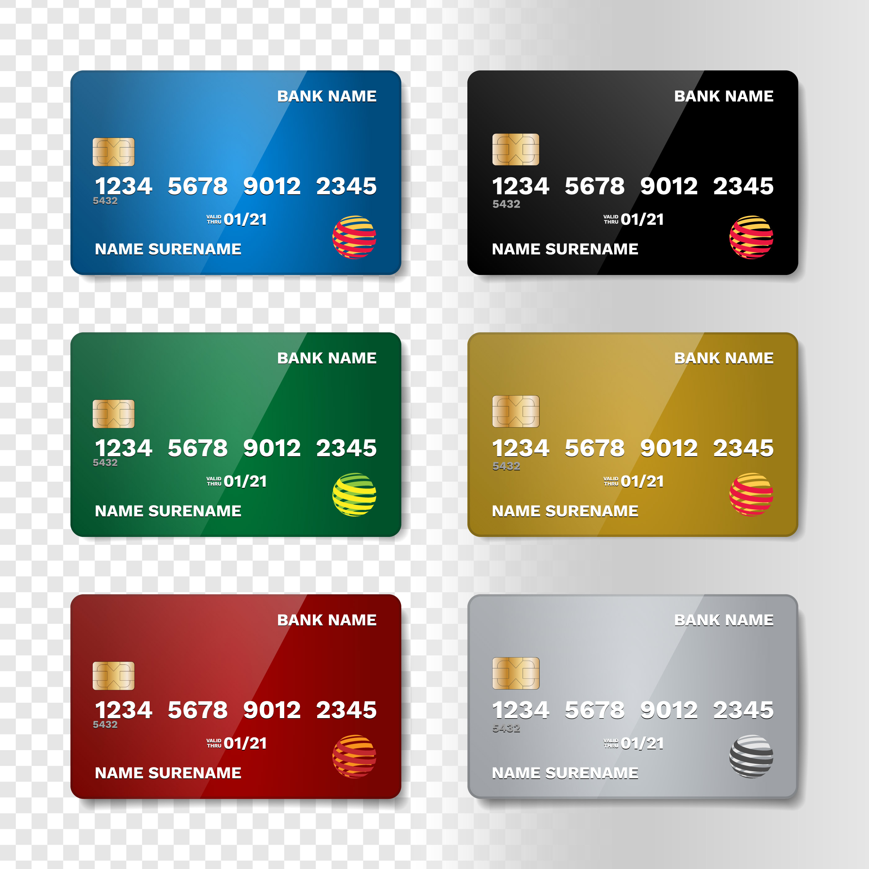 2800x2800 Realistic Credit Card Set