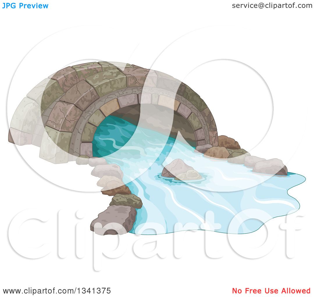 1080x1024 Clipart Of A Stone Foot Bridge Over A Creek