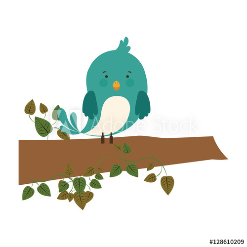 500x500 Bird On Branch With Creeper Vector Illustration