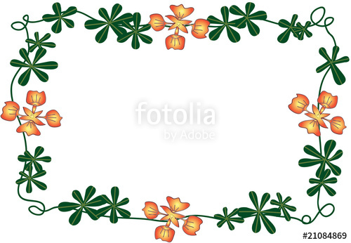 500x346 Flame Creeper Border With Red Flowers Stock Image And Royalty