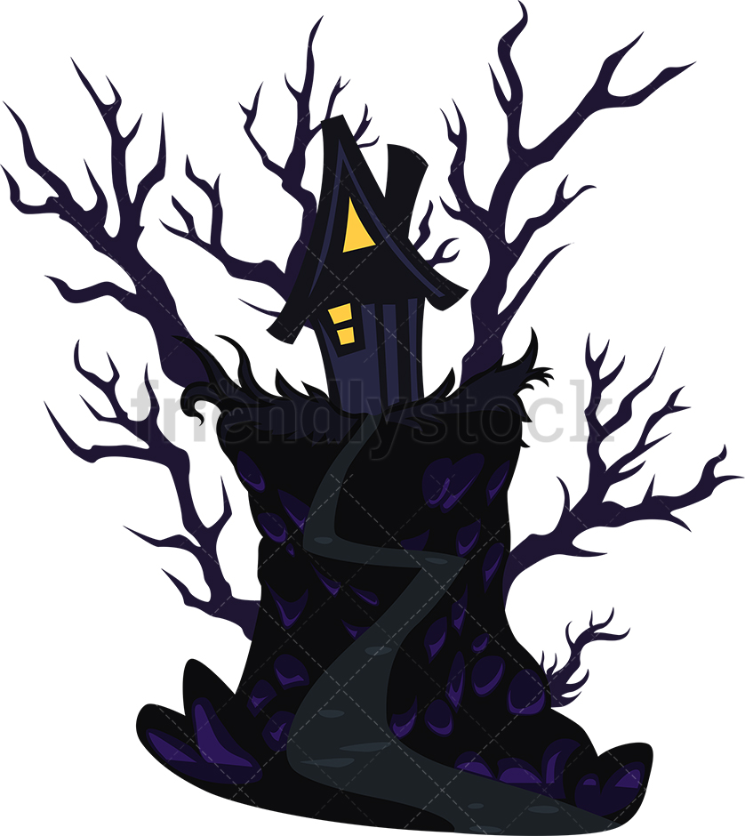 838x940 Creepy Halloween House Cartoon Vector Clipart