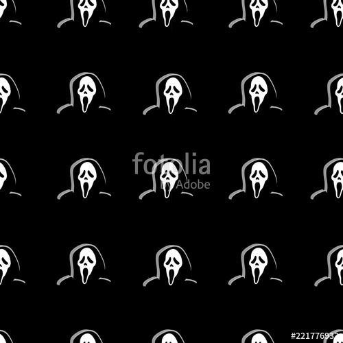 500x500 Creepy Vector Halloween Pattern Seamless Background With Black