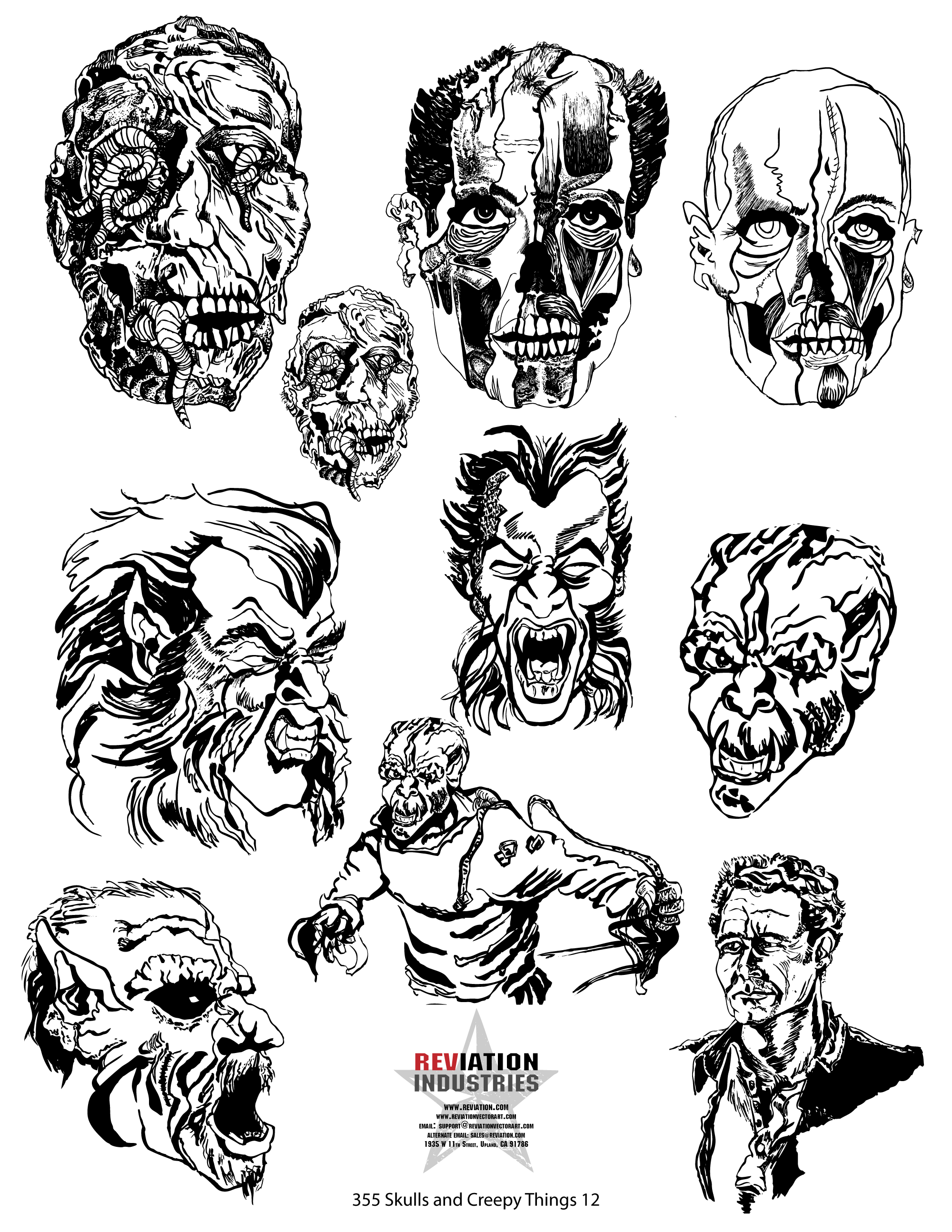 2000x2588 Skulls Reviation Vector Art