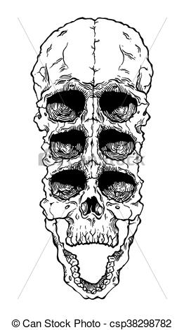 262x470 Terrible Frightening Skull Creepy Illlustration For Vector