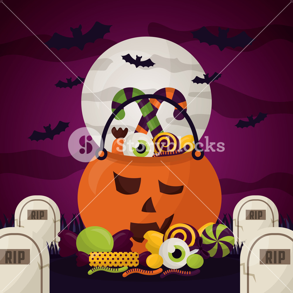 1000x1000 Happy Halloween Celebration Day Pumpkin Bats Cemetery Creepy