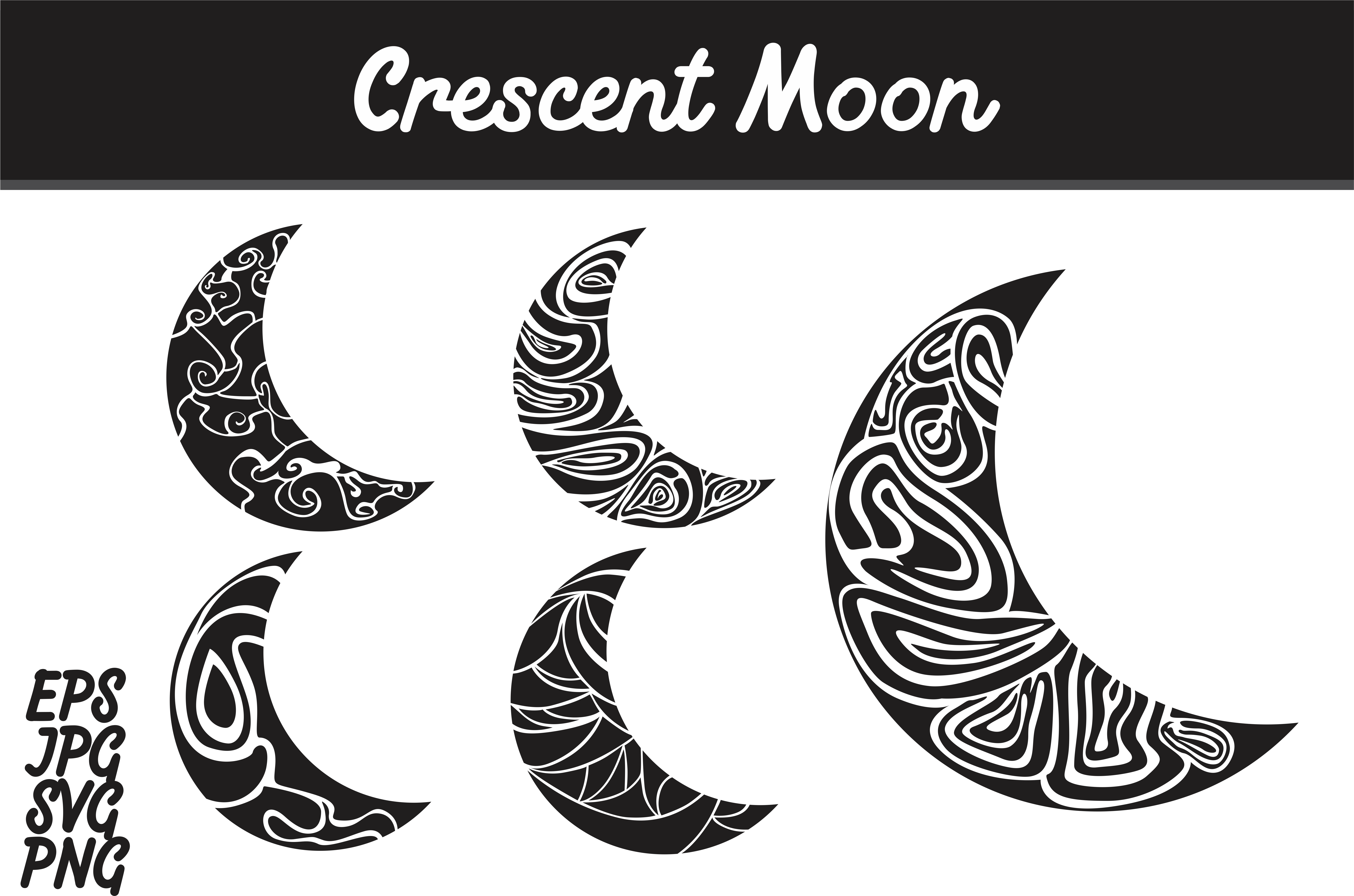 7515x4974 Hd Crescent Moon Set Vector Image Bunlde Graphic