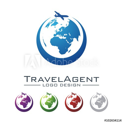500x500 Travel And Tour Logo, Plane, Globe, Map, Crescent Design Logo