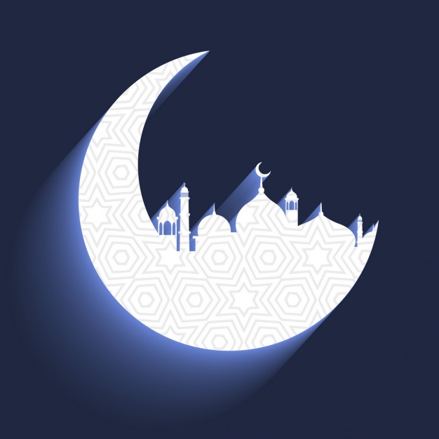 626x626 Mosque In Crescent Moon Vector Free Download