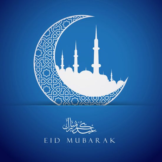 550x550 Eid Mubarak Floral Pattern Mosque Crescent Vector