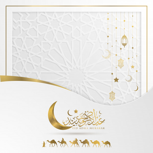 626x626 Eid Adha Mubarak Greeting Vector Design With Beautiful Crescent
