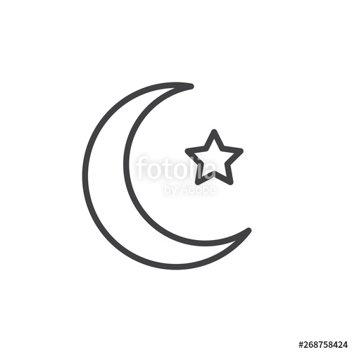 500x500 Muslim Crescent And Star Line Icon Linear Style Sign For Mobile