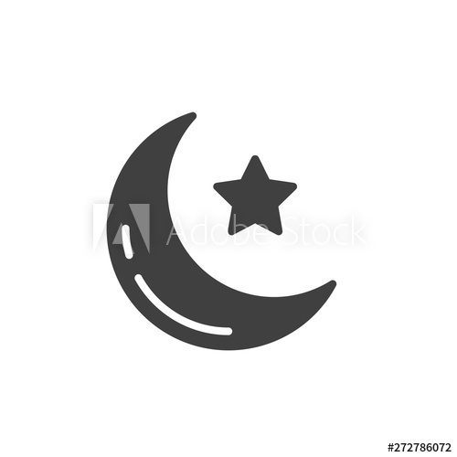 500x500 Star And Crescent Vector Icon Filled Flat Sign For Mobile Concept