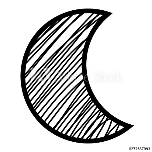 500x500 Crescent Moon Drawing Isolated Icon