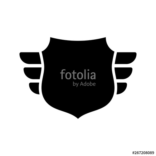 500x500 Shield Black Icon Outline Shield, Simple Wings Isolated White