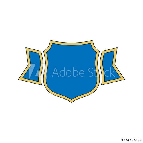500x500 Shield Blue Icon Gold Outline Shield, Golden Simple Ribbon