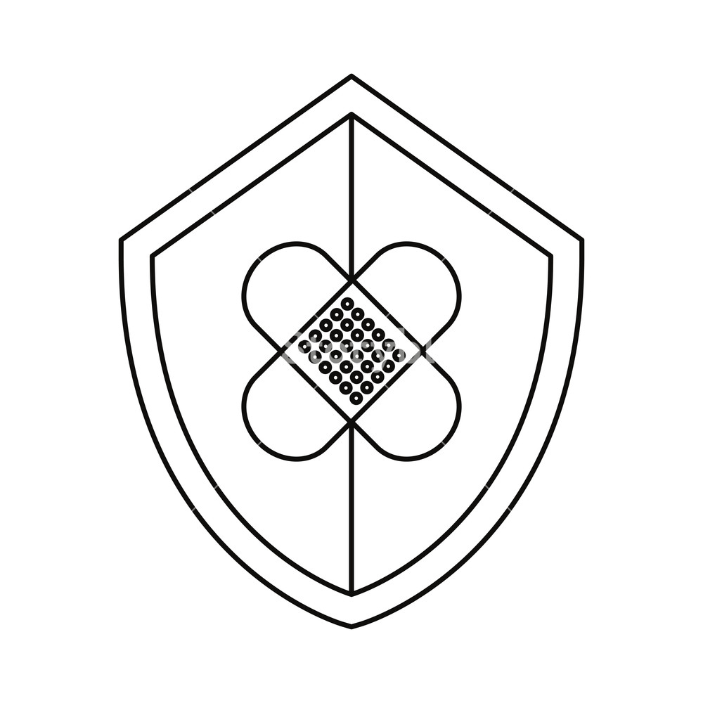 1000x1000 Shield Bandage Plaster Vaccination Medical Vector Illustration