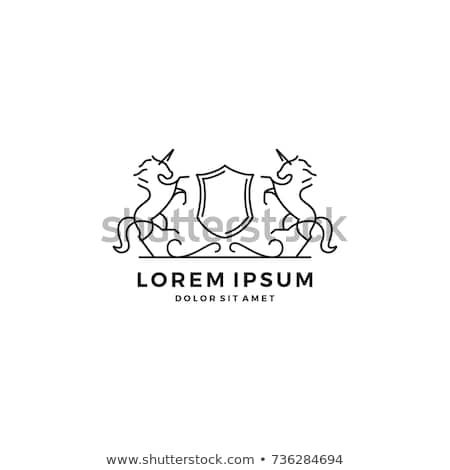 450x470 Standing Horse Crest Shield Line Art Outline Logo Vector Template