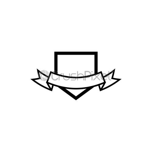 500x500 Crest Shield With Ribbon Icon Design Template Vector, Stock Vector