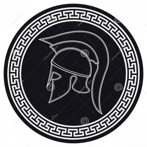 300x300 Stock Illustration Ancient Greek Helmet Crest Shield White