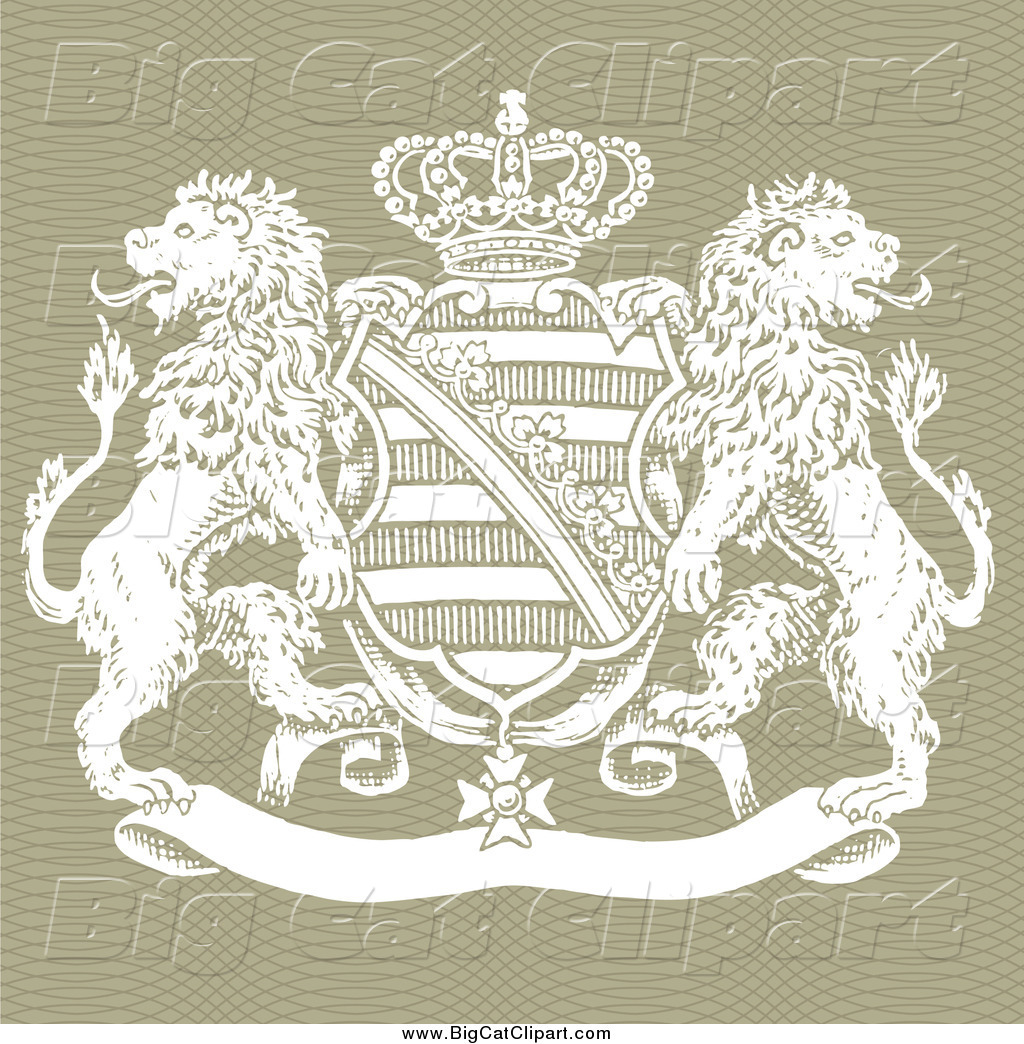 1024x1044 Big Cat Vector Clipart Of A Crown Crest Shield And Lions