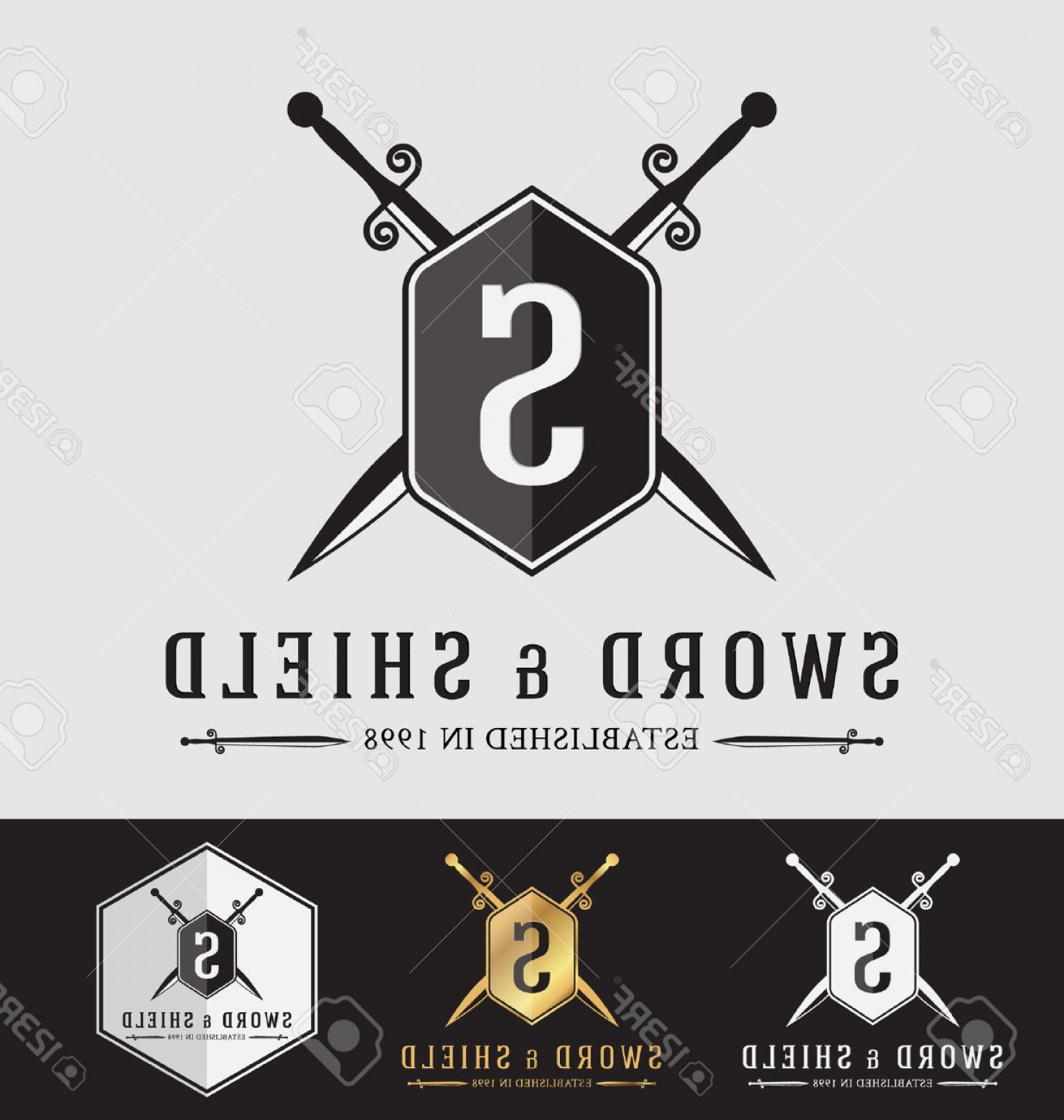 1482x1560 Photostock Vector Modern Vintage Sward And Shield Logo Crest