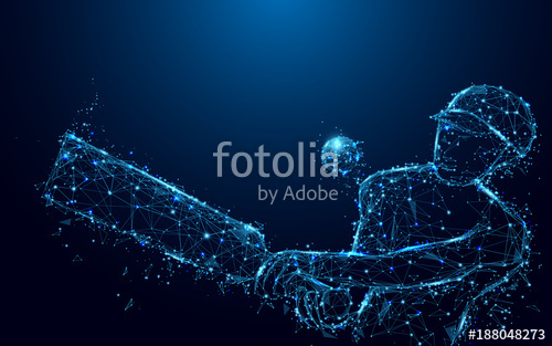 500x313 Abstract Batsman Playing Cricket From Form Lines And Triangles