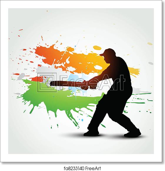 561x581 Free Art Print Of Cricket Background Vector Bactsman Hitting Ball